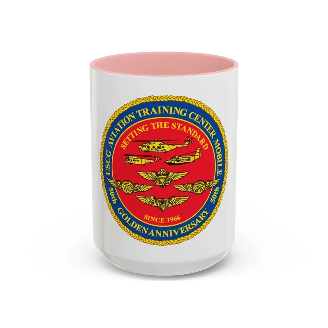 USCG Aviation Training Center Mobile (U.S. Coast Guard) Accent Coffee Mug 15oz Pink - Go Mug Yourself