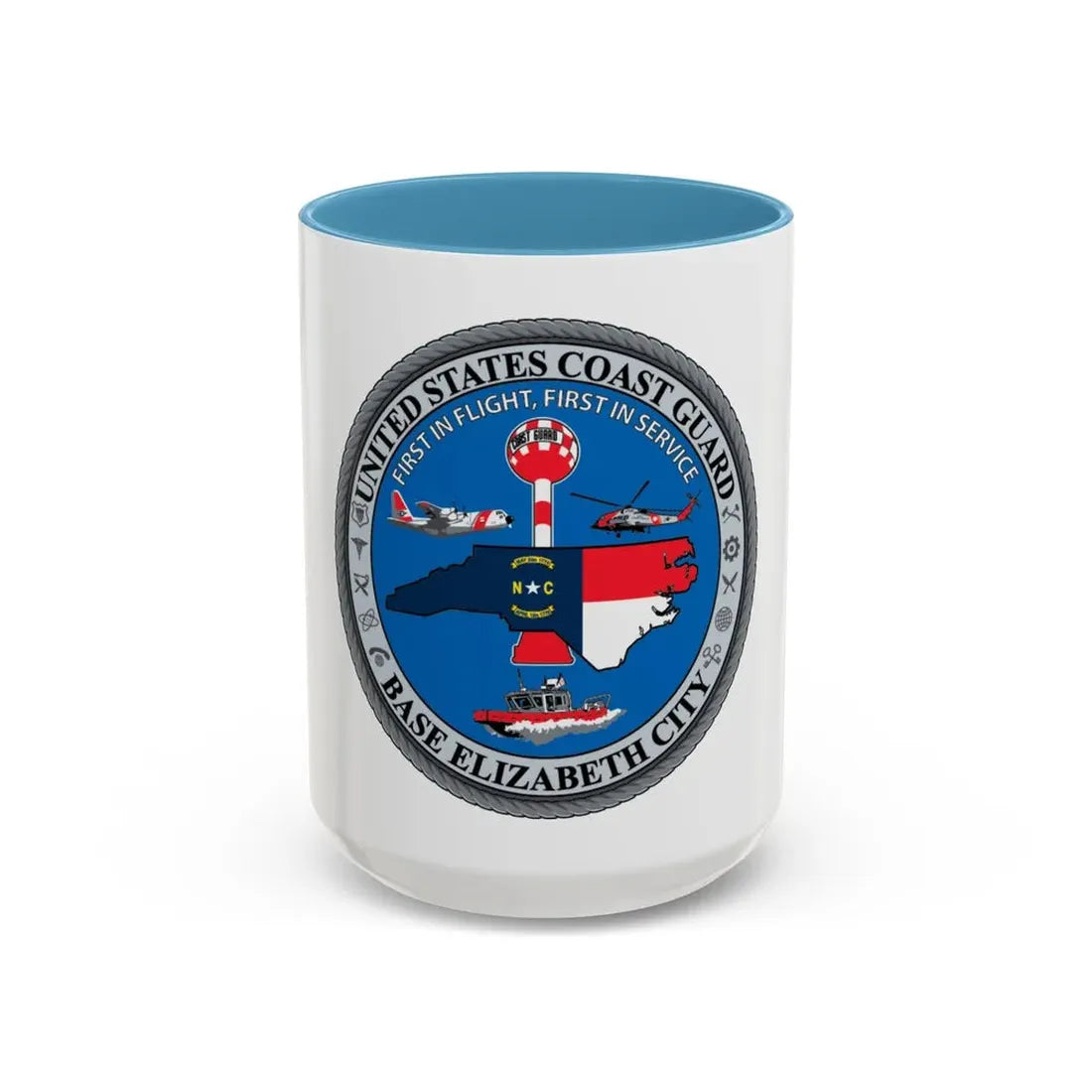 USCG Base Elizabeth City (U.S. Coast Guard) Accent Coffee Mug 15oz Light Blue - Go Mug Yourself