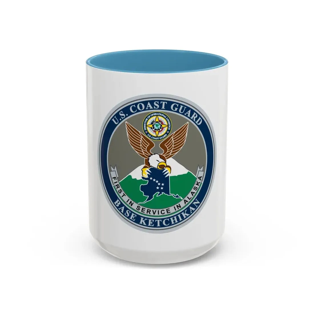 USCG Base Ketchikan (U.S. Coast Guard) Accent Coffee Mug 15oz Light Blue - Go Mug Yourself