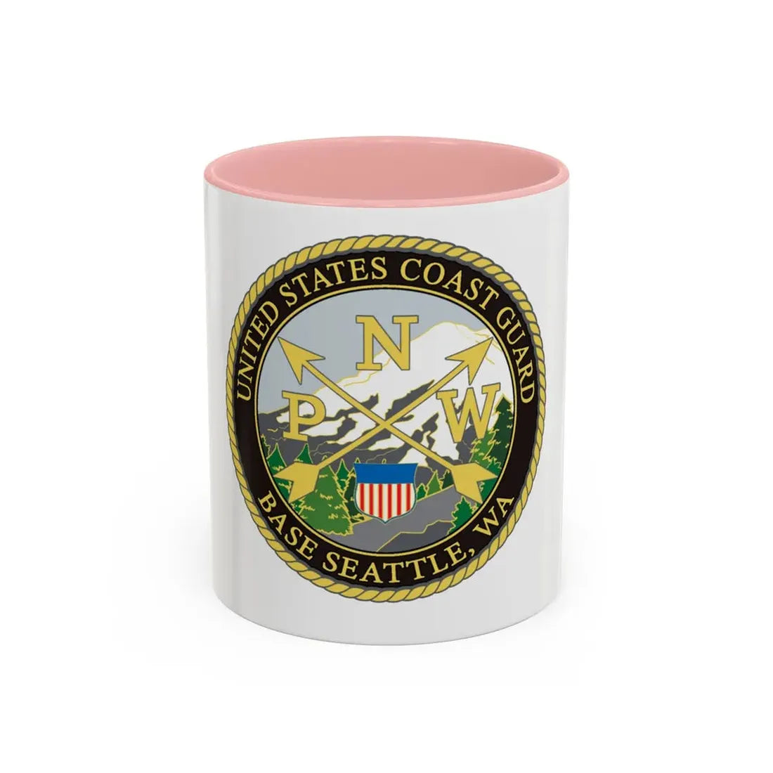 USCG Base Seattle (U.S. Coast Guard) Accent Coffee Mug 11oz Pink - Go Mug Yourself