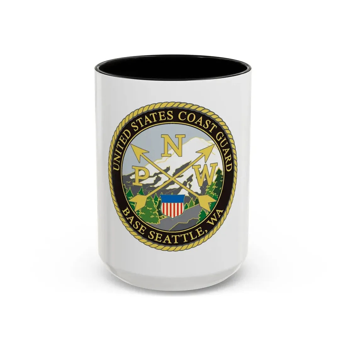 USCG Base Seattle (U.S. Coast Guard) Accent Coffee Mug 15oz Black - Go Mug Yourself