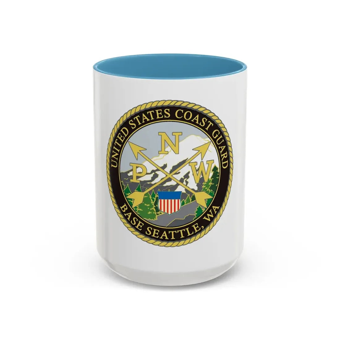USCG Base Seattle (U.S. Coast Guard) Accent Coffee Mug 15oz Light Blue - Go Mug Yourself