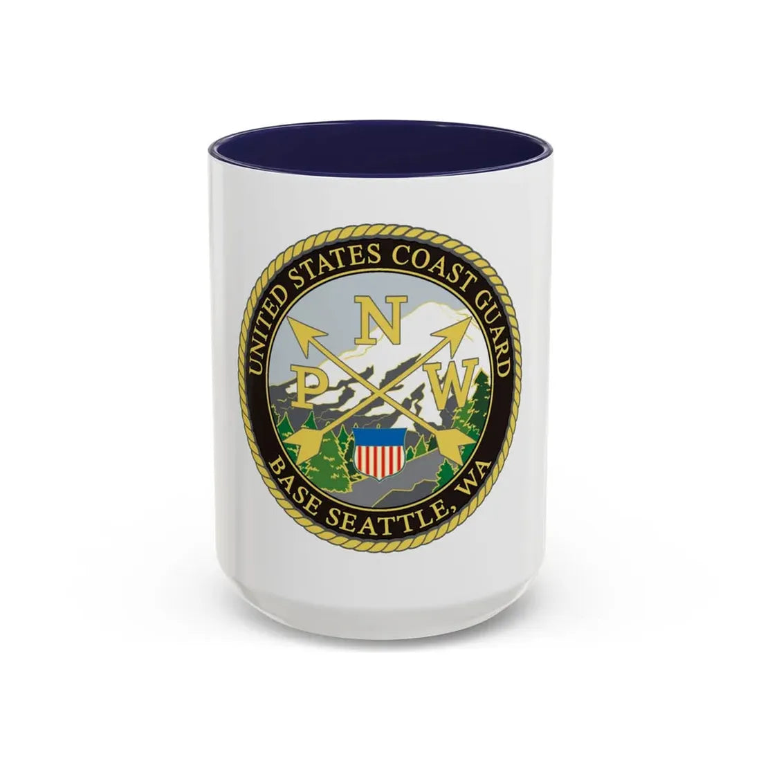USCG Base Seattle (U.S. Coast Guard) Accent Coffee Mug 15oz Navy - Go Mug Yourself