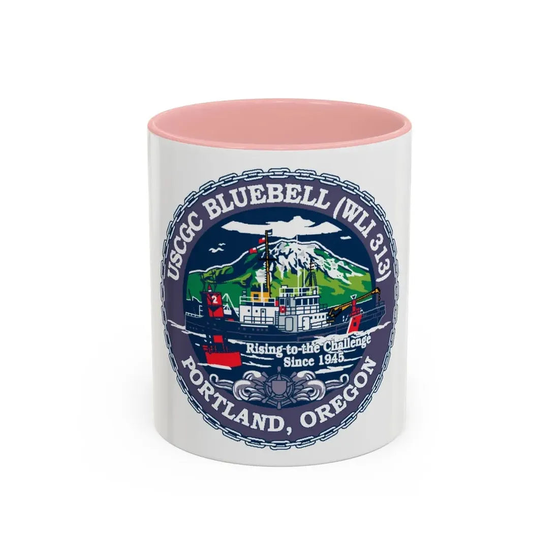 USCG Bluebell WLI 313 Portland Oregon (U.S. Coast Guard) Accent Coffee Mug 11oz Pink - Go Mug Yourself