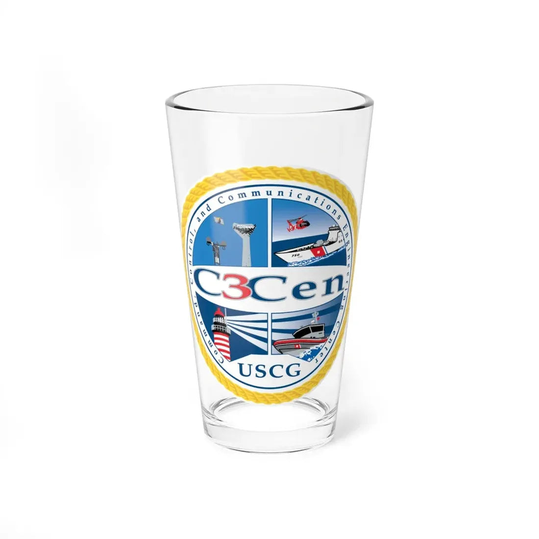 USCG C3 Cen Command Control Comm Engineering (U.S. Coast Guard) Pint Glass 16oz 16oz - Go Mug Yourself