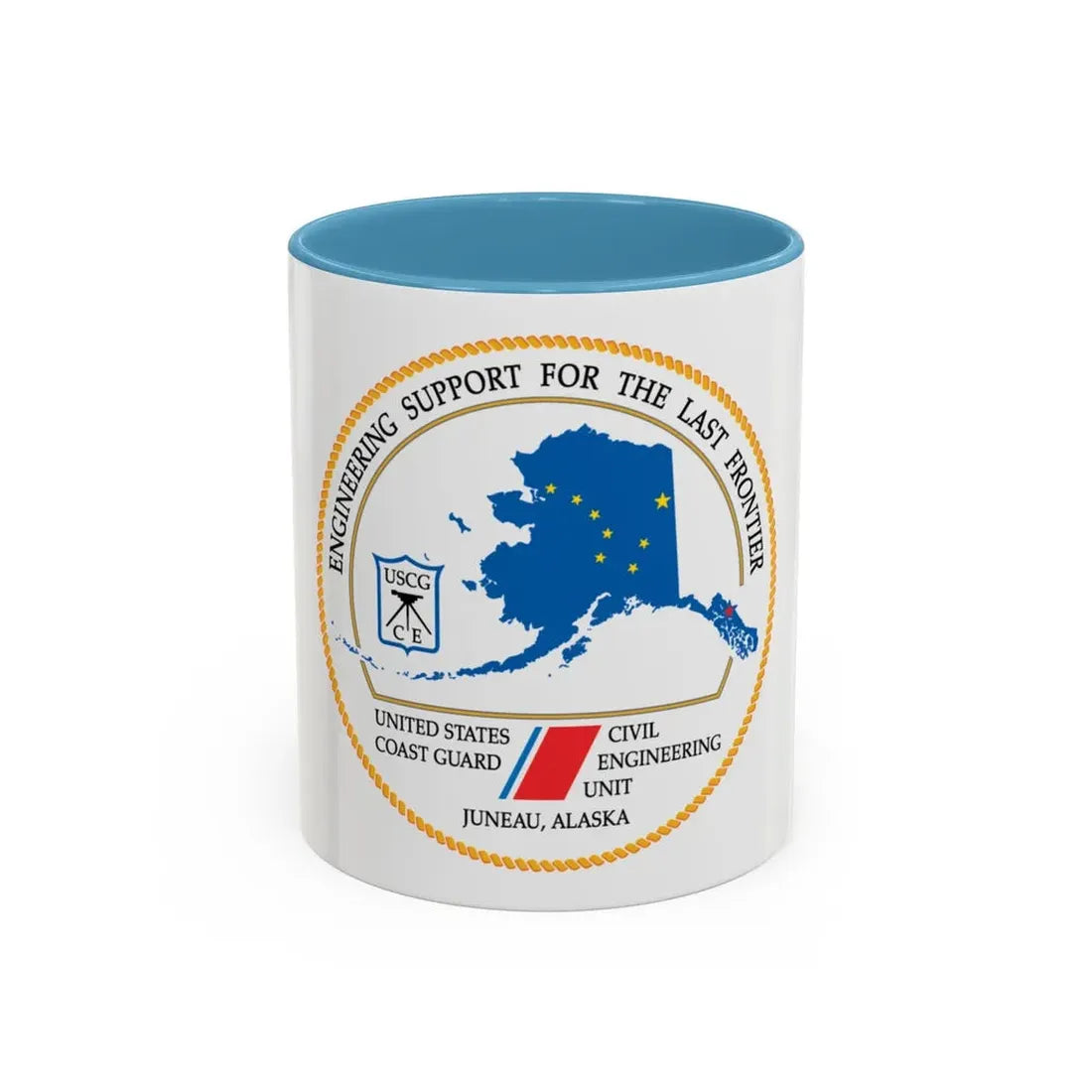 USCG CEU Juneau NEW 08 (U.S. Coast Guard) Accent Coffee Mug 11oz Light Blue - Go Mug Yourself