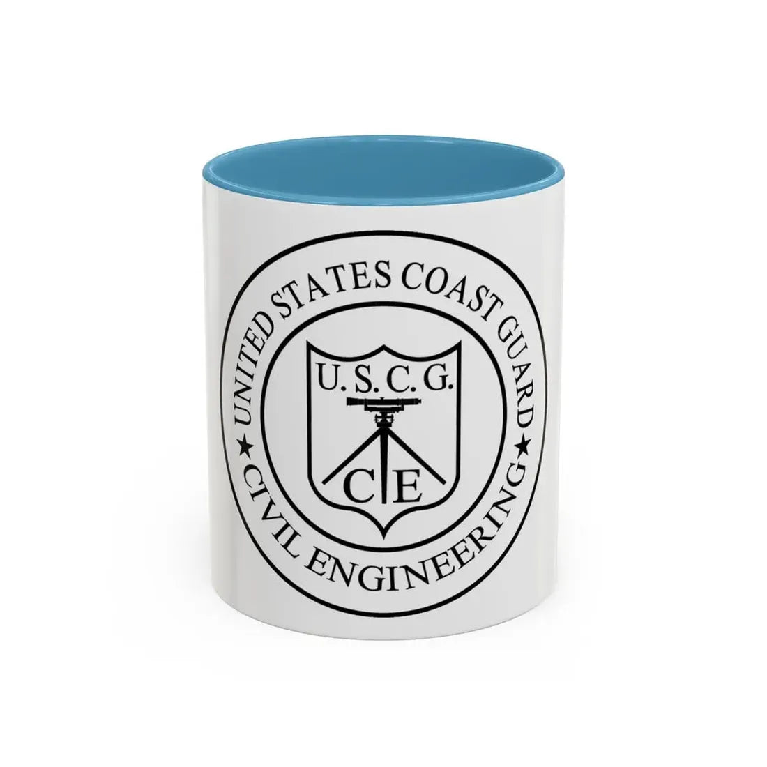 USCG Civil Engineering (U.S. Coast Guard) Accent Coffee Mug 11oz Light Blue - Go Mug Yourself