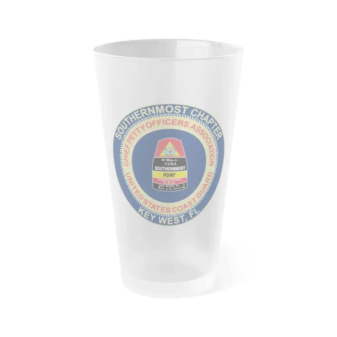 USCG CPOA Key West FL Southernmost Chapter (U.S. Coast Guard) Frosted Pint Glass 16oz Default Title - Go Mug Yourself