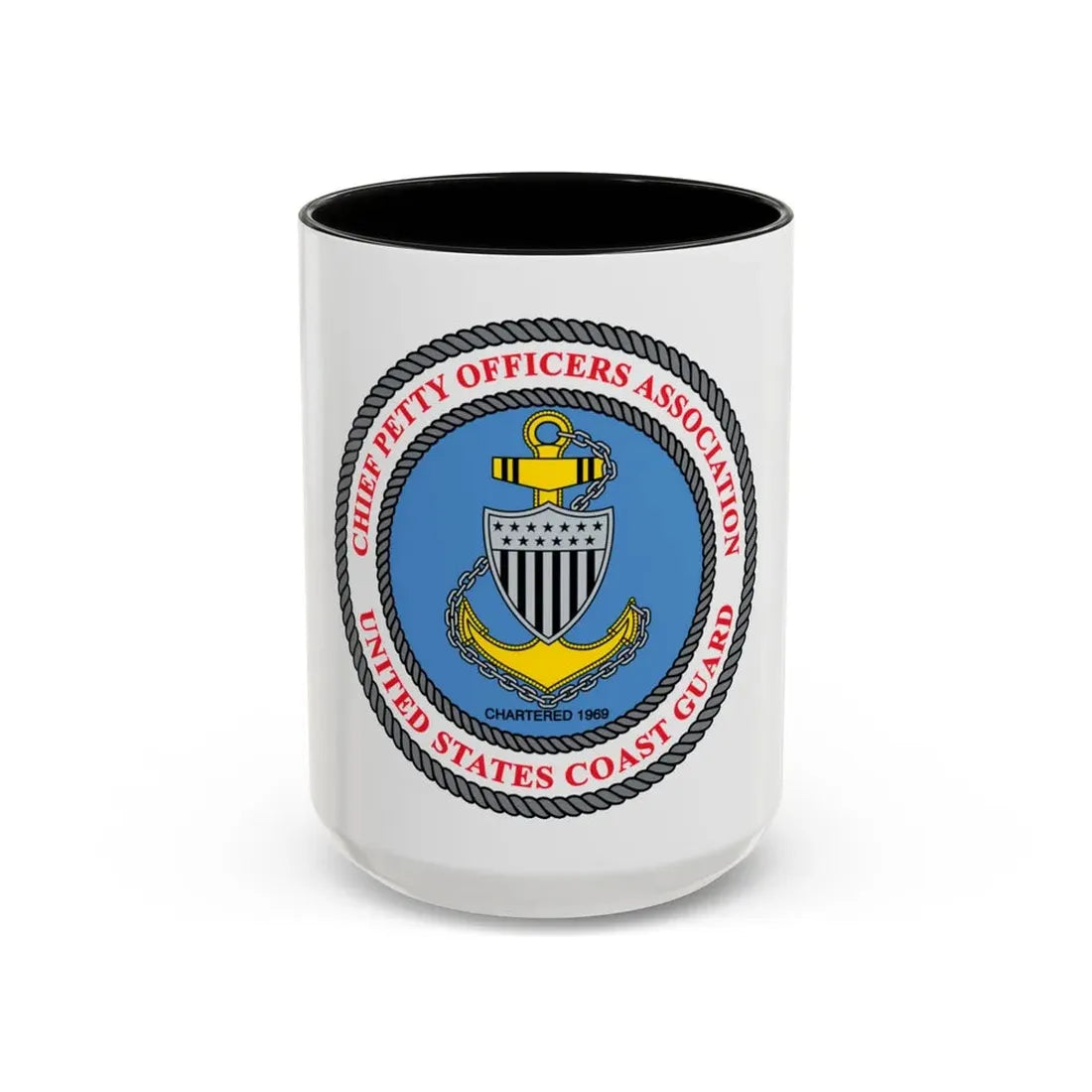 USCG CPOA (U.S. Coast Guard) Accent Coffee Mug 15oz Black - Go Mug Yourself