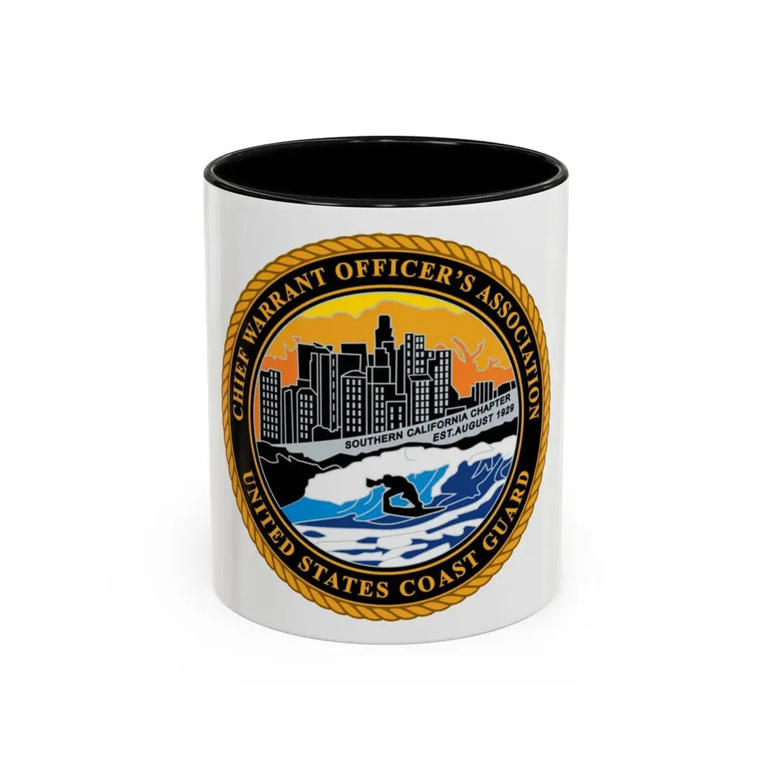 USCG CWO Assoc Surfer (U.S. Coast Guard) Accent Coffee Mug 11oz Black - Go Mug Yourself