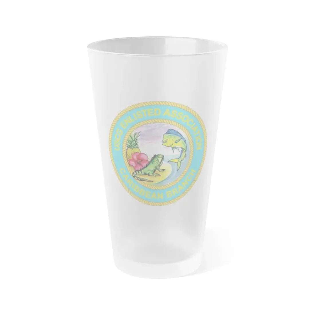 USCG EnlAssocCaribbean Branch (U.S. Coast Guard) Frosted Pint Glass 16oz Default Title - Go Mug Yourself