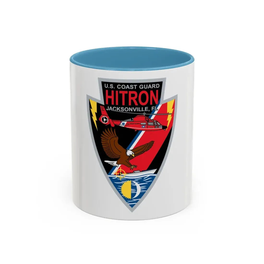 USCG HITRON Jax FL (U.S. Coast Guard) Accent Coffee Mug 11oz Light Blue - Go Mug Yourself