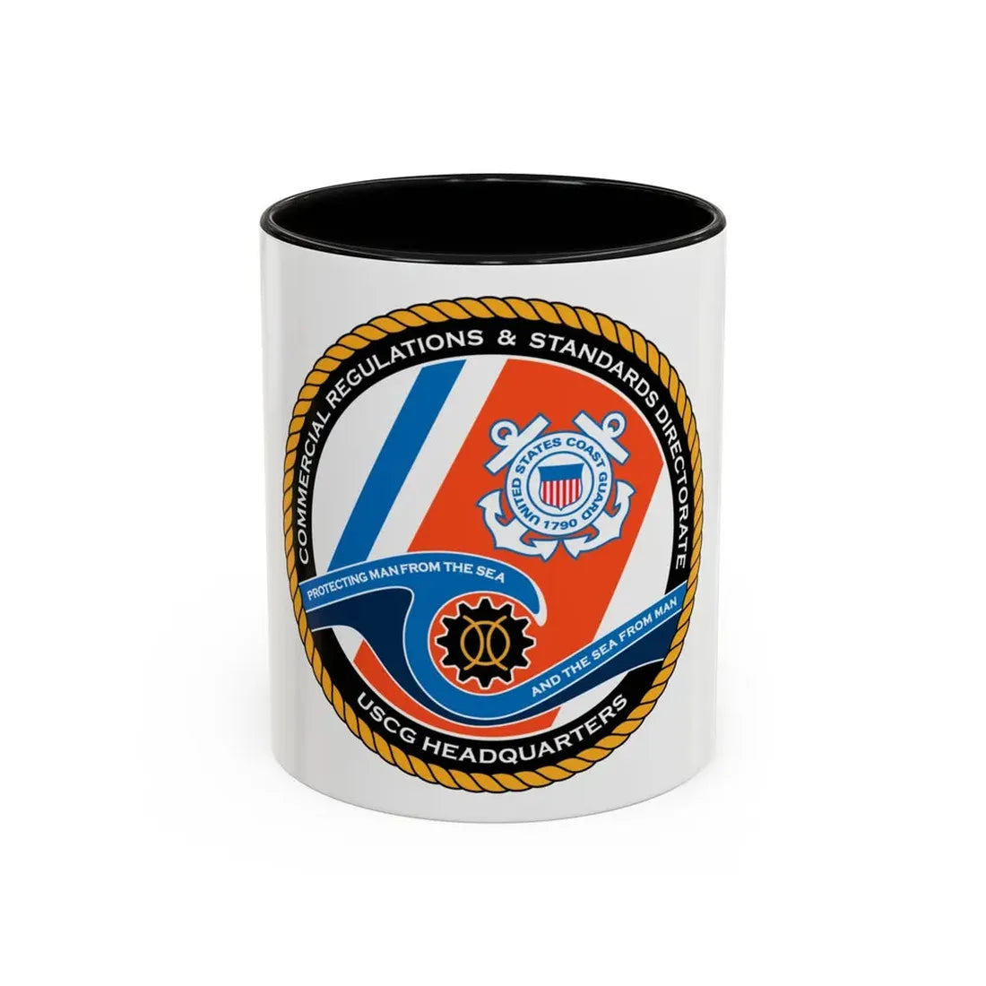 USCG HQ CG ENG 1 Comm Reg Stnd Dlr (U.S. Coast Guard) Accent Coffee Mug 11oz Black - Go Mug Yourself