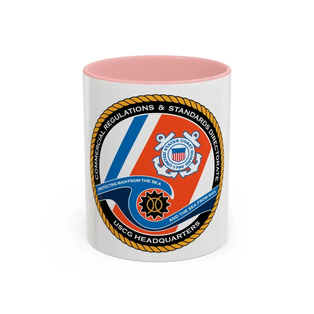 USCG HQ CG ENG 1 Comm Reg Stnd Dlr (U.S. Coast Guard) Accent Coffee Mug 11oz Pink - Go Mug Yourself