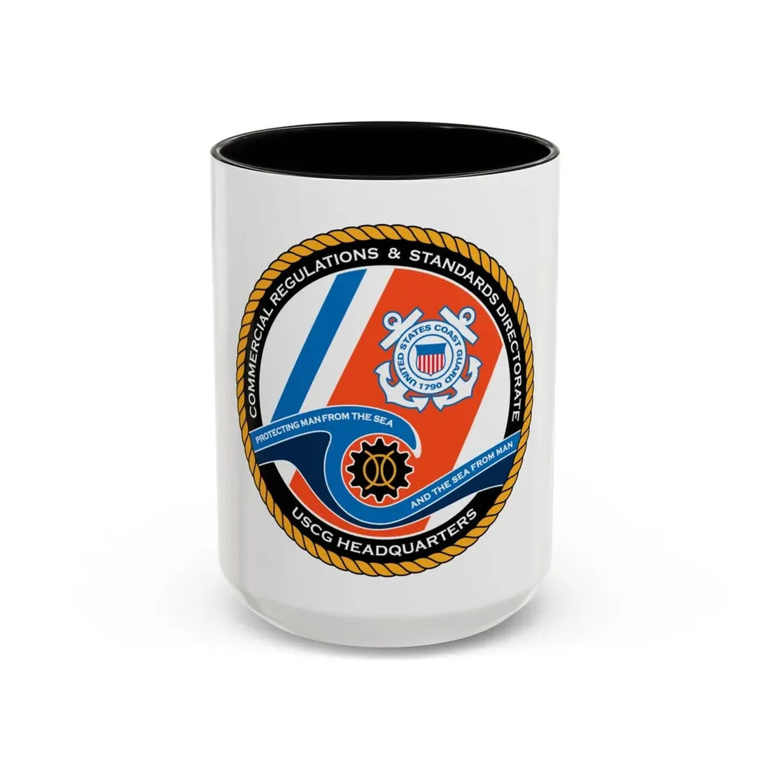 USCG HQ CG ENG 1 Comm Reg Stnd Dlr (U.S. Coast Guard) Accent Coffee Mug 15oz Black - Go Mug Yourself
