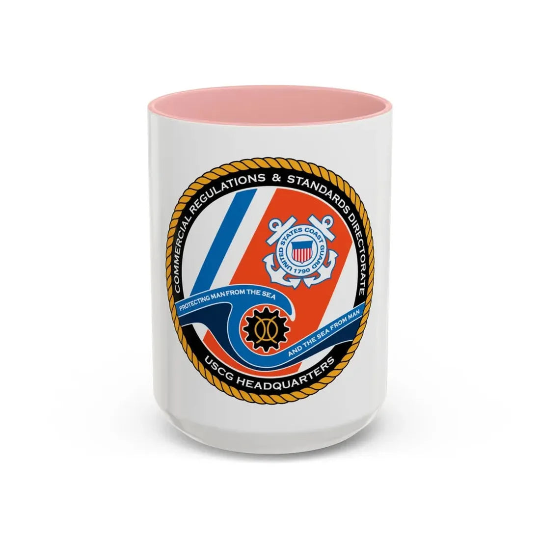 USCG HQ CG ENG 1 Comm Reg Stnd Dlr (U.S. Coast Guard) Accent Coffee Mug 15oz Pink - Go Mug Yourself