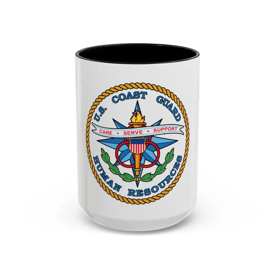 USCG Human Resources (U.S. Coast Guard) Accent Coffee Mug 15oz Black - Go Mug Yourself