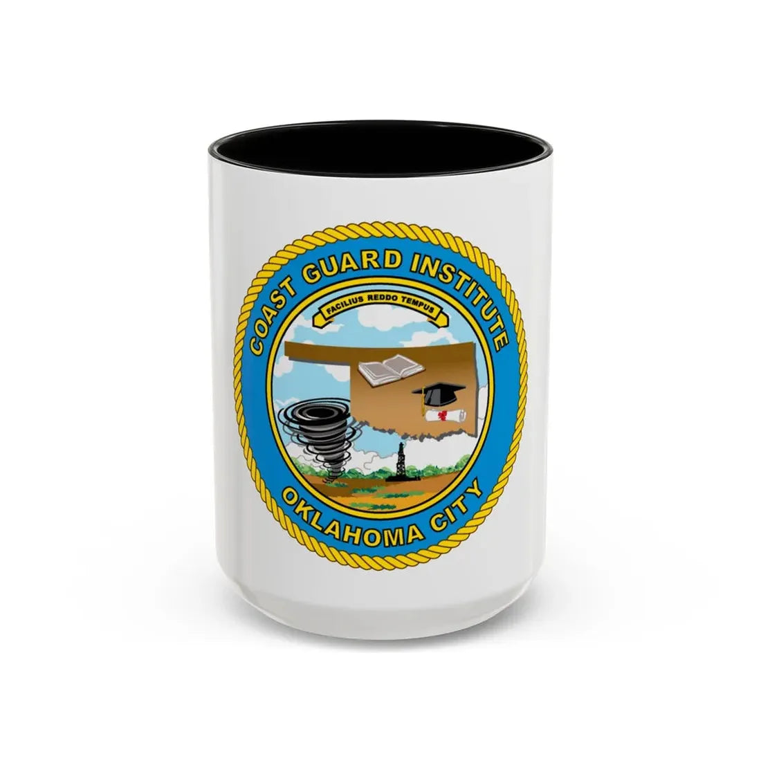 USCG Institute Oklahoma City (U.S. Coast Guard) Accent Coffee Mug 15oz Black - Go Mug Yourself
