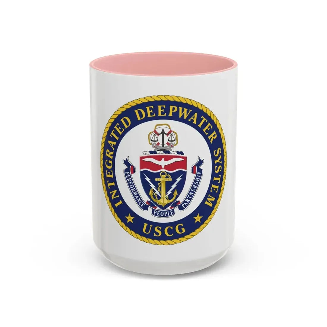 USCG Integrated Deepwater System (U.S. Coast Guard) Accent Coffee Mug 15oz Pink - Go Mug Yourself