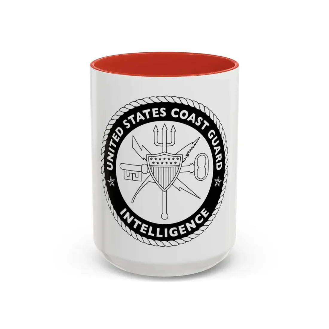 USCG Intelligence 1 color (U.S. Coast Guard) Accent Coffee Mug 15oz Red - Go Mug Yourself