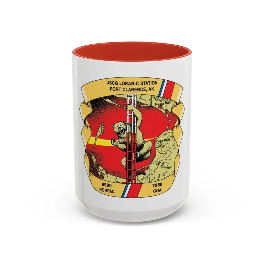 USCG Loran C Station Port Clarence AK (U.S. Coast Guard) Accent Coffee Mug 15oz Red - Go Mug Yourself