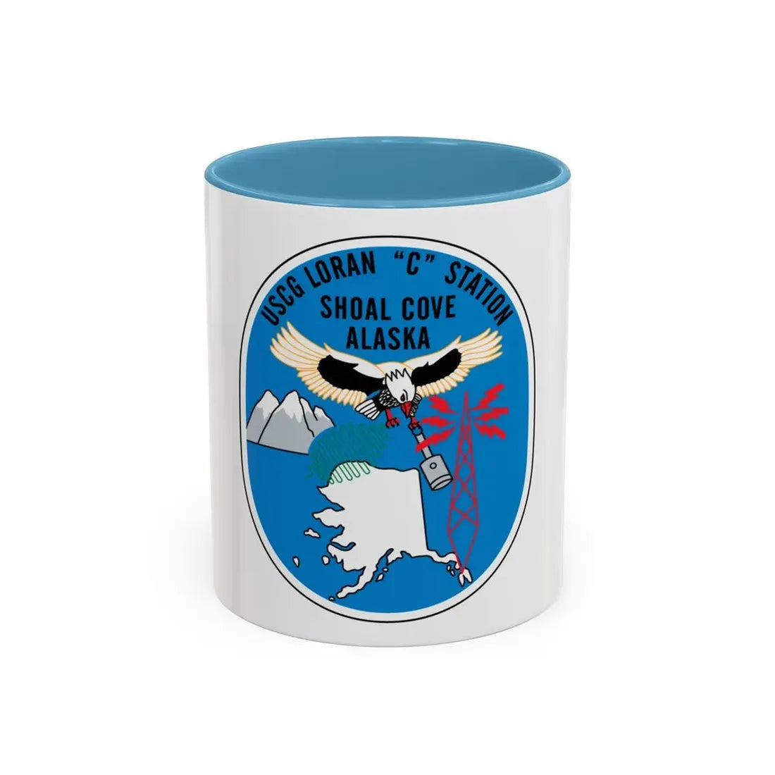 USCG Loran C Station Shoal Cove Alaska (U.S. Coast Guard) Accent Coffee Mug 11oz Light Blue - Go Mug Yourself