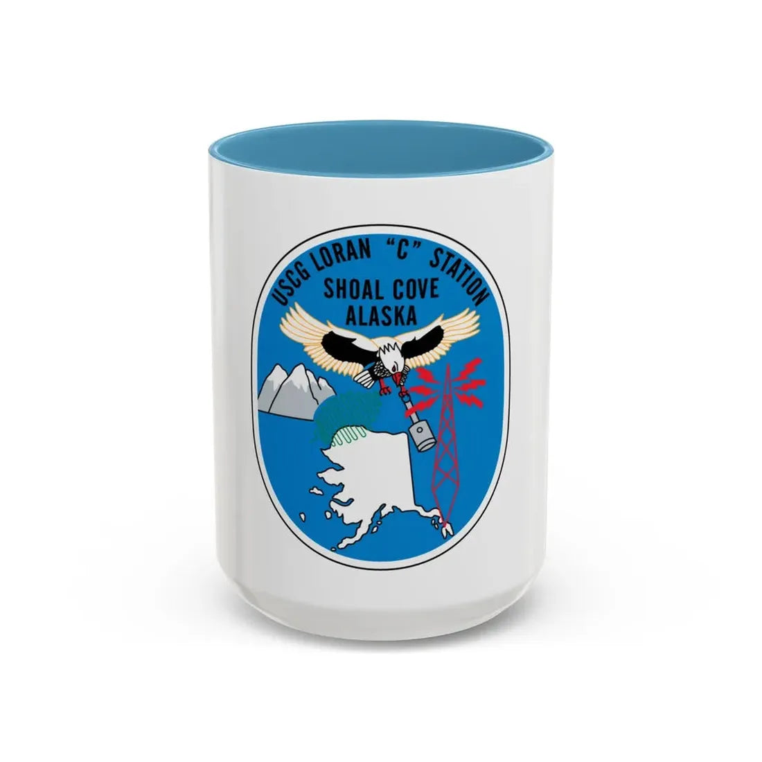 USCG Loran C Station Shoal Cove Alaska (U.S. Coast Guard) Accent Coffee Mug 15oz Light Blue - Go Mug Yourself