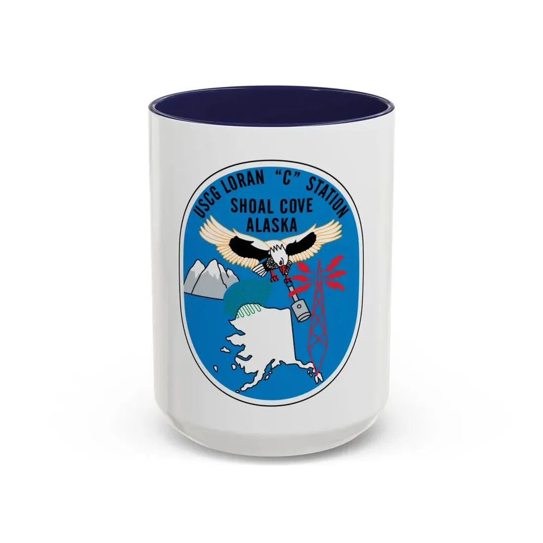 USCG Loran C Station Shoal Cove Alaska (U.S. Coast Guard) Accent Coffee Mug 15oz Navy - Go Mug Yourself