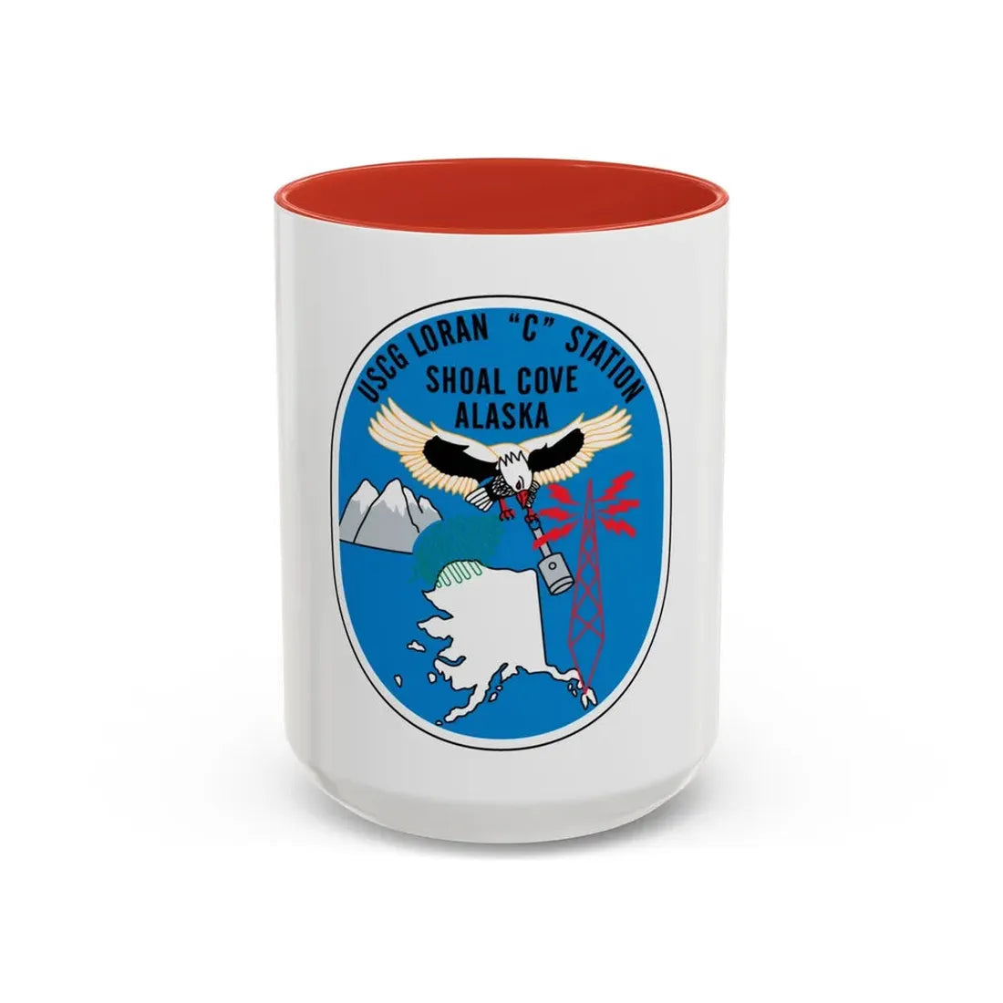USCG Loran C Station Shoal Cove Alaska (U.S. Coast Guard) Accent Coffee Mug 15oz Red - Go Mug Yourself