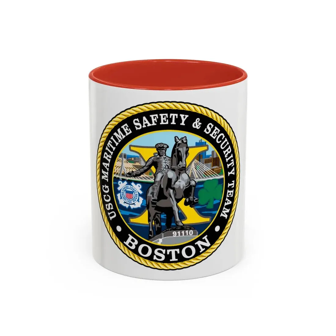 USCG Maritime Safety & Sec Team MSST Boston (U.S. Coast Guard) Accent Coffee Mug 11oz Red - Go Mug Yourself