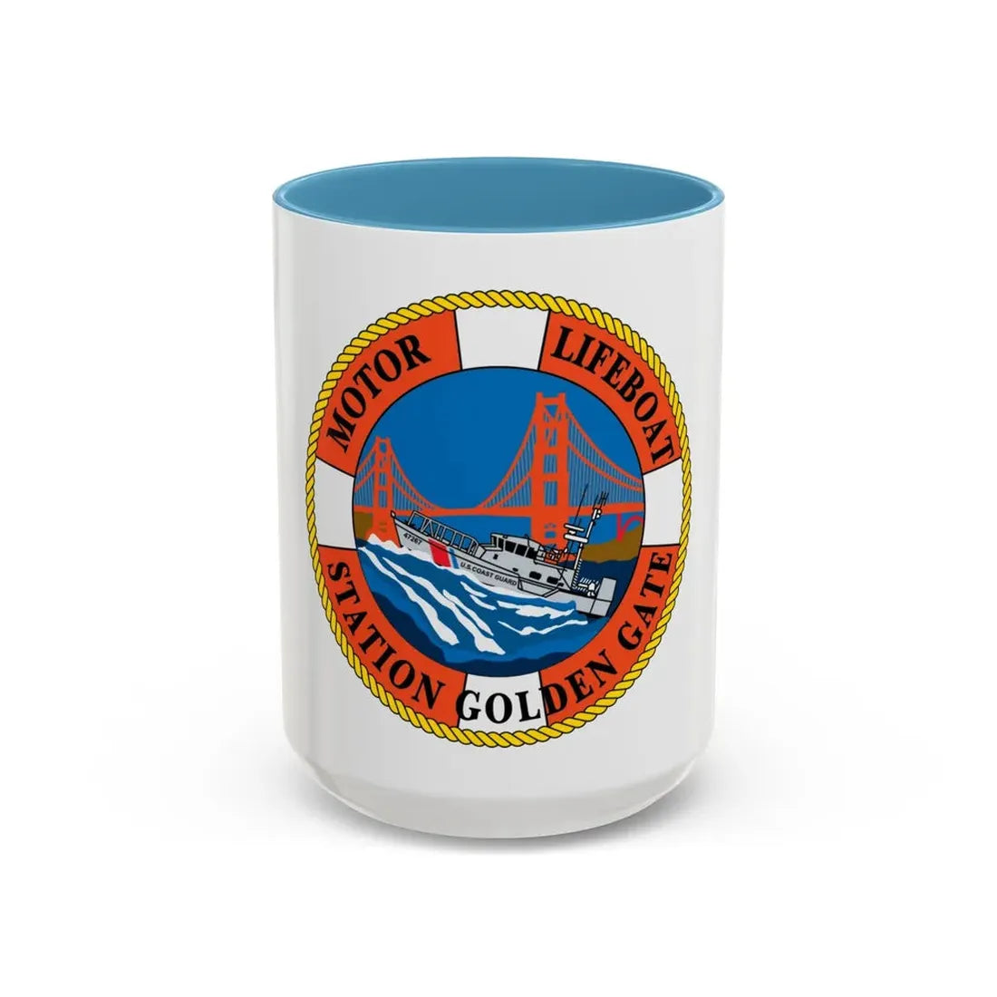 USCG Motor Lifeboat Station Golden Gate (U.S. Coast Guard) Accent Coffee Mug 15oz Light Blue - Go Mug Yourself