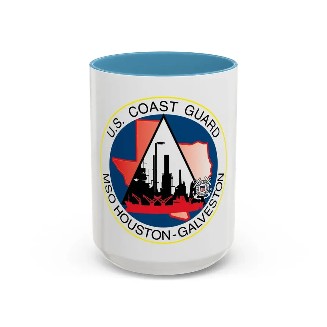USCG MSO Houston Galveston (U.S. Coast Guard) Accent Coffee Mug 15oz Light Blue - Go Mug Yourself