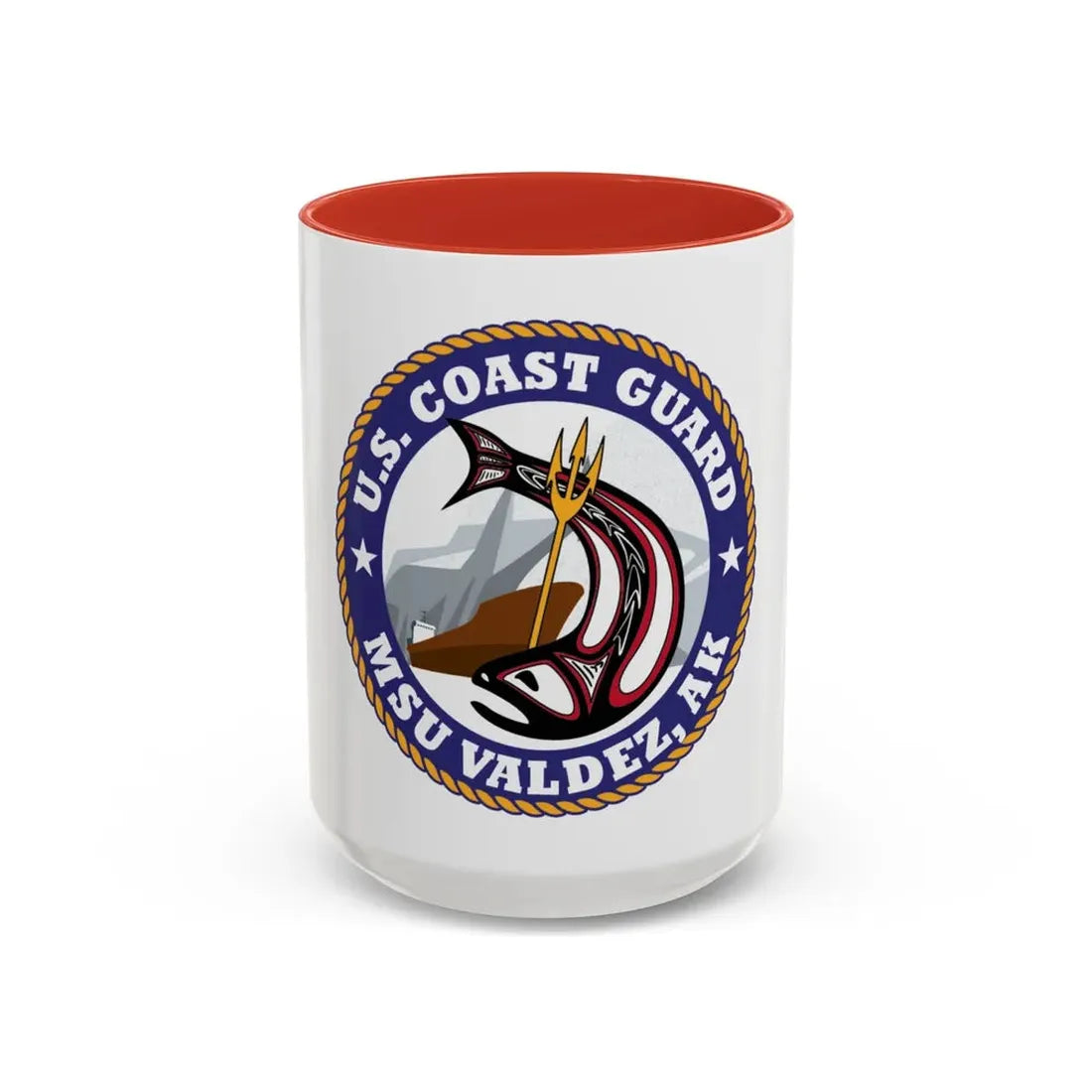 USCG MSU Valdez AK (U.S. Coast Guard) Accent Coffee Mug 15oz Red - Go Mug Yourself