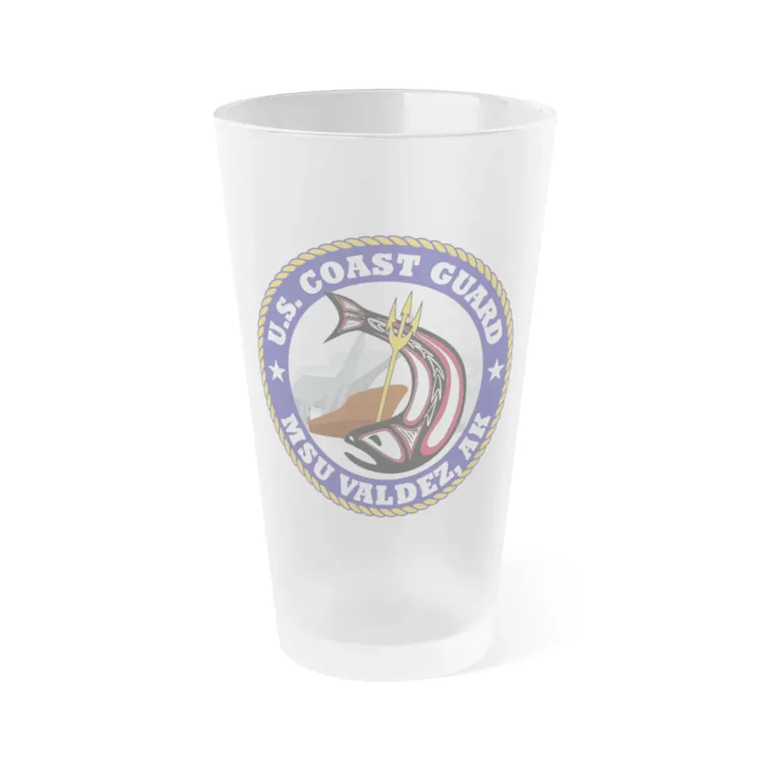 USCG MSU Valdez AK (U.S. Coast Guard) Frosted Pint Glass 16oz Default Title - Go Mug Yourself