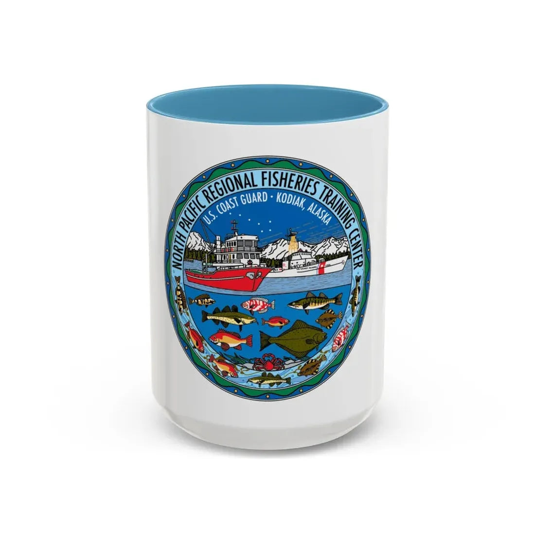 USCG NPRFTC Kodiak Alaska 2005 (U.S. Coast Guard) Accent Coffee Mug 15oz Light Blue - Go Mug Yourself