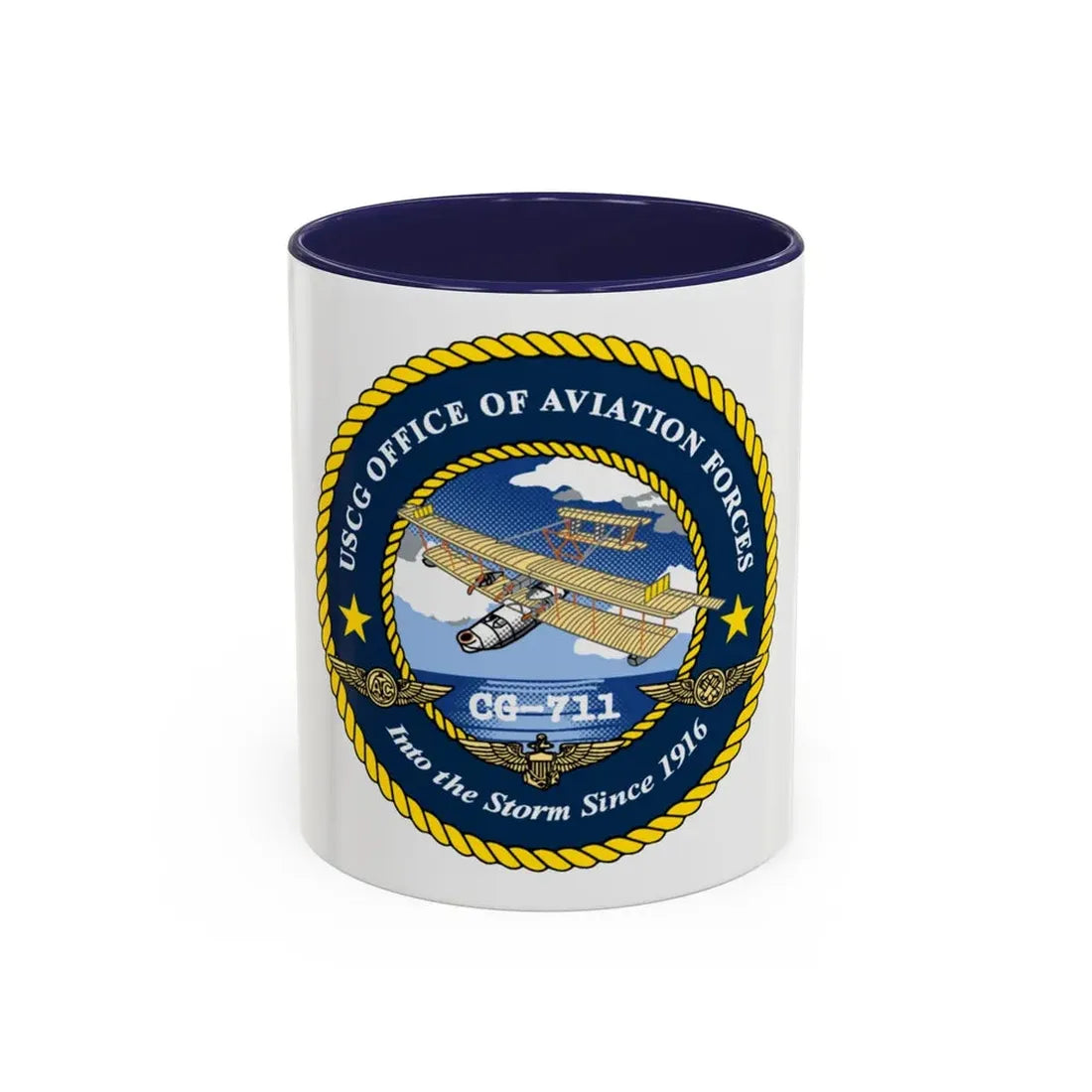 USCG OFFICE OF AVIATION FORCES CG 711 (U.S. Coast Guard) Accent Coffee Mug 11oz Navy - Go Mug Yourself