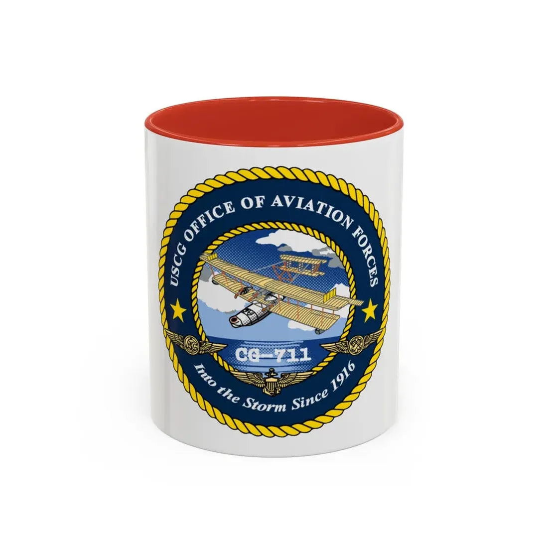 USCG OFFICE OF AVIATION FORCES CG 711 (U.S. Coast Guard) Accent Coffee Mug 11oz Red - Go Mug Yourself