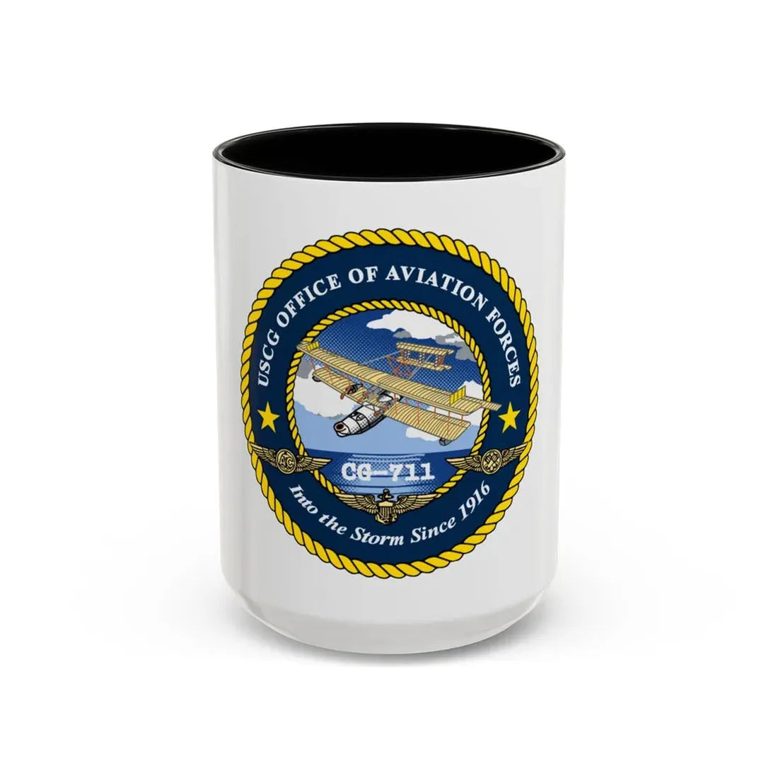 USCG OFFICE OF AVIATION FORCES CG 711 (U.S. Coast Guard) Accent Coffee Mug 15oz Black - Go Mug Yourself