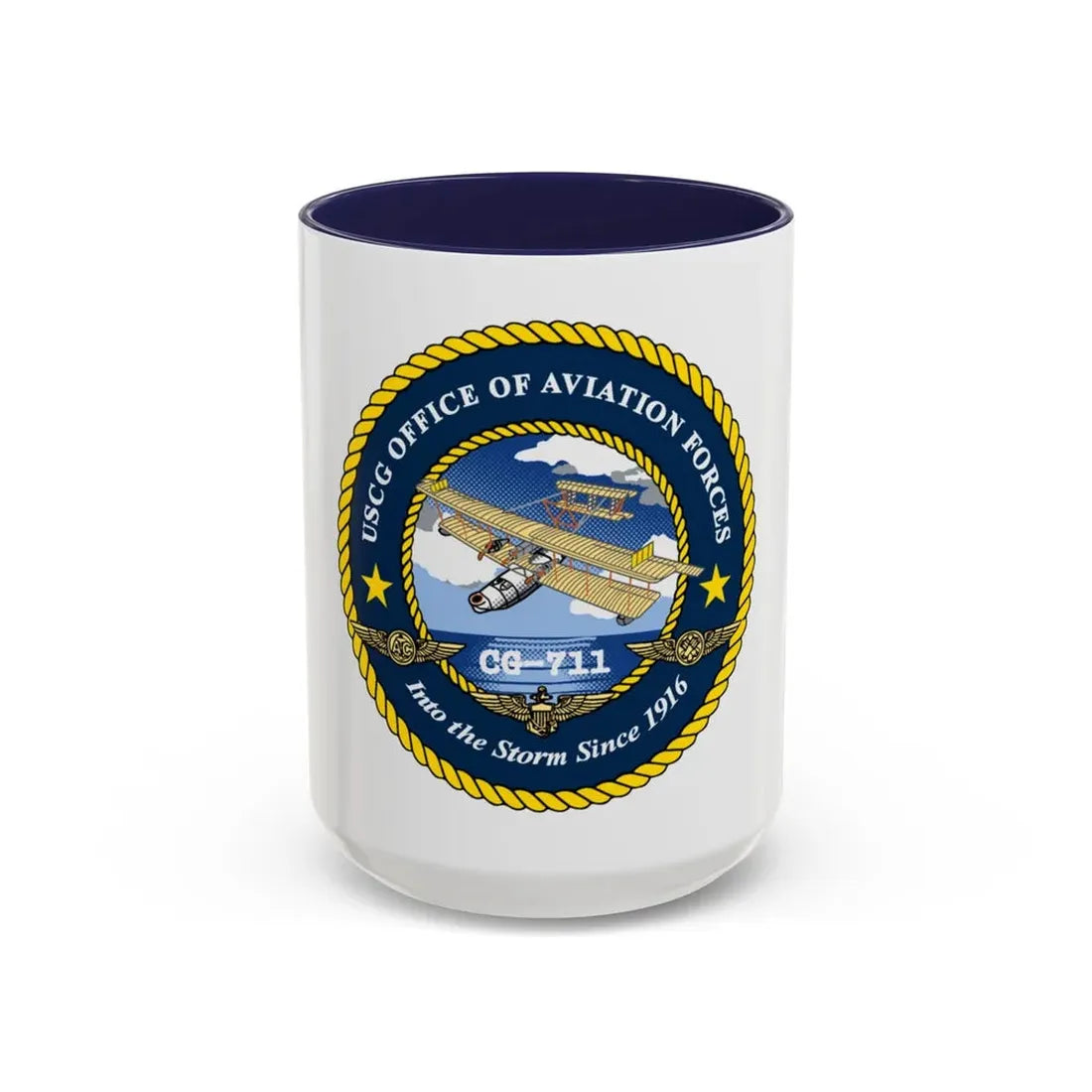 USCG OFFICE OF AVIATION FORCES CG 711 (U.S. Coast Guard) Accent Coffee Mug 15oz Navy - Go Mug Yourself