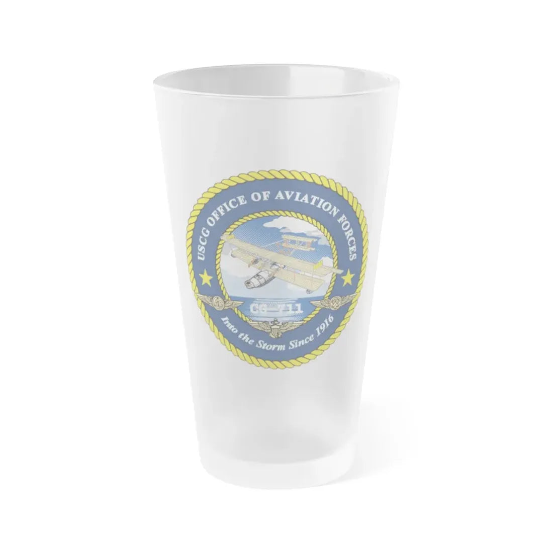 USCG OFFICE OF AVIATION FORCES CG 711 (U.S. Coast Guard) Frosted Pint Glass 16oz Default Title - Go Mug Yourself