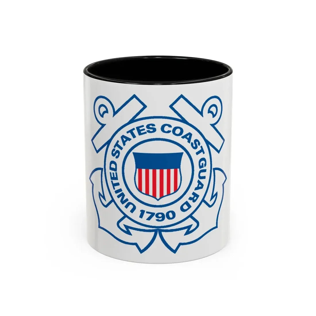 USCG Official Emblem (U.S. Coast Guard) Accent Coffee Mug 11oz Black - Go Mug Yourself