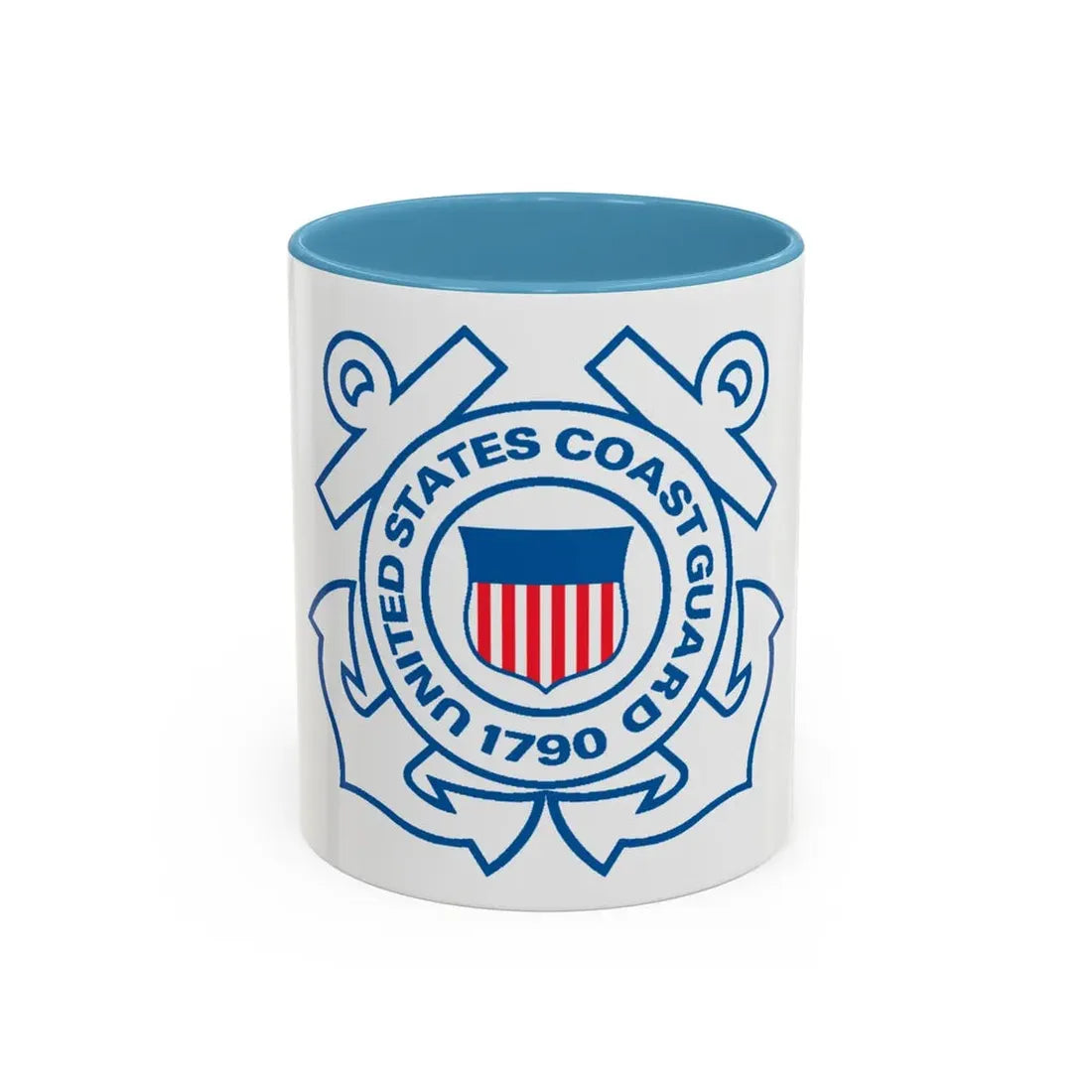 USCG Official Emblem (U.S. Coast Guard) Accent Coffee Mug 11oz Light Blue - Go Mug Yourself