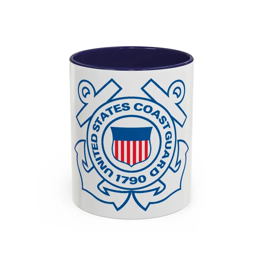 USCG Official Emblem (U.S. Coast Guard) Accent Coffee Mug 11oz Navy - Go Mug Yourself