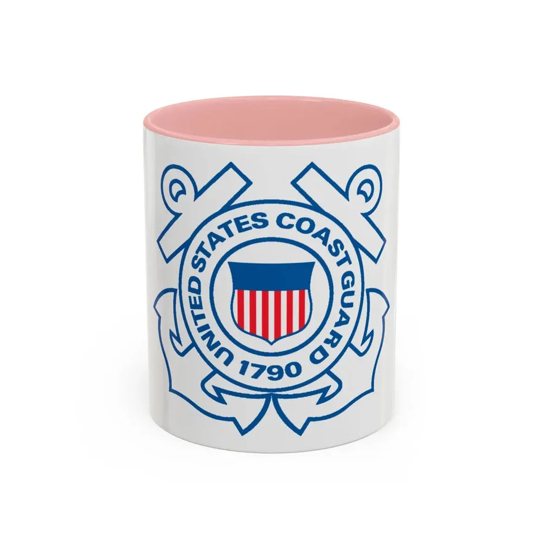 USCG Official Emblem (U.S. Coast Guard) Accent Coffee Mug 11oz Pink - Go Mug Yourself