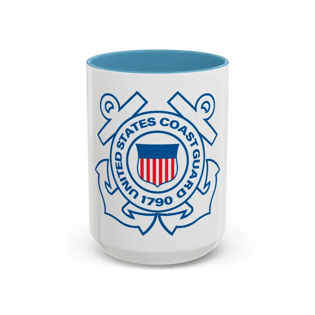 USCG Official Emblem (U.S. Coast Guard) Accent Coffee Mug 15oz Light Blue - Go Mug Yourself