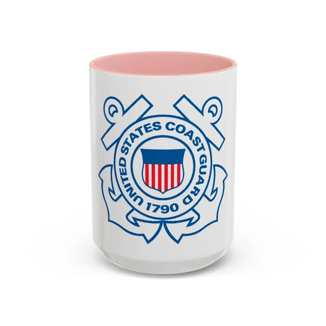 USCG Official Emblem (U.S. Coast Guard) Accent Coffee Mug 15oz Pink - Go Mug Yourself