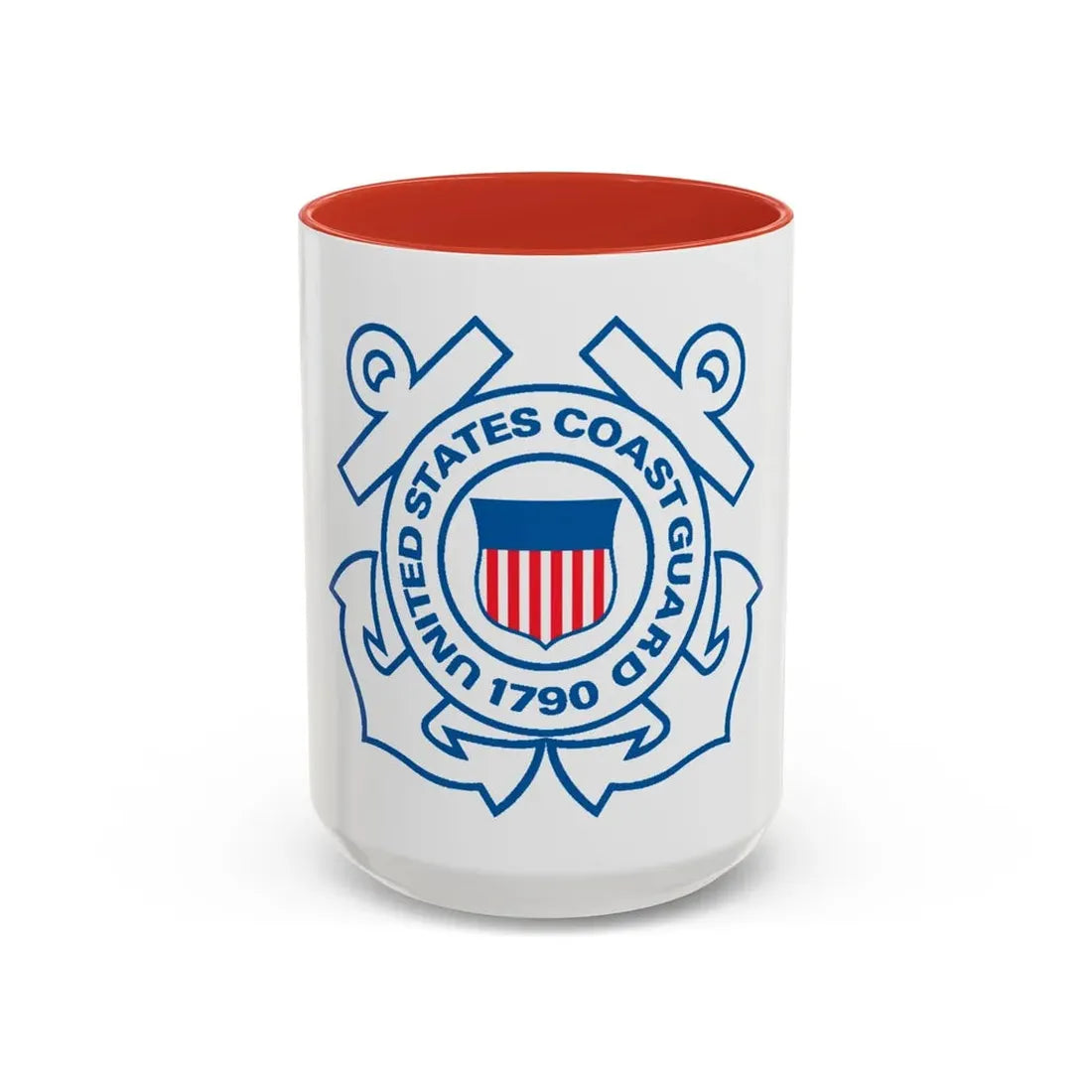 USCG Official Emblem (U.S. Coast Guard) Accent Coffee Mug 15oz Red - Go Mug Yourself