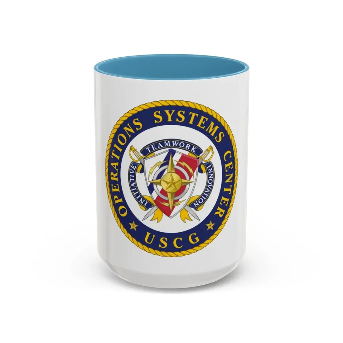 USCG Operations Systems Center (U.S. Coast Guard) Accent Coffee Mug 15oz Light Blue - Go Mug Yourself