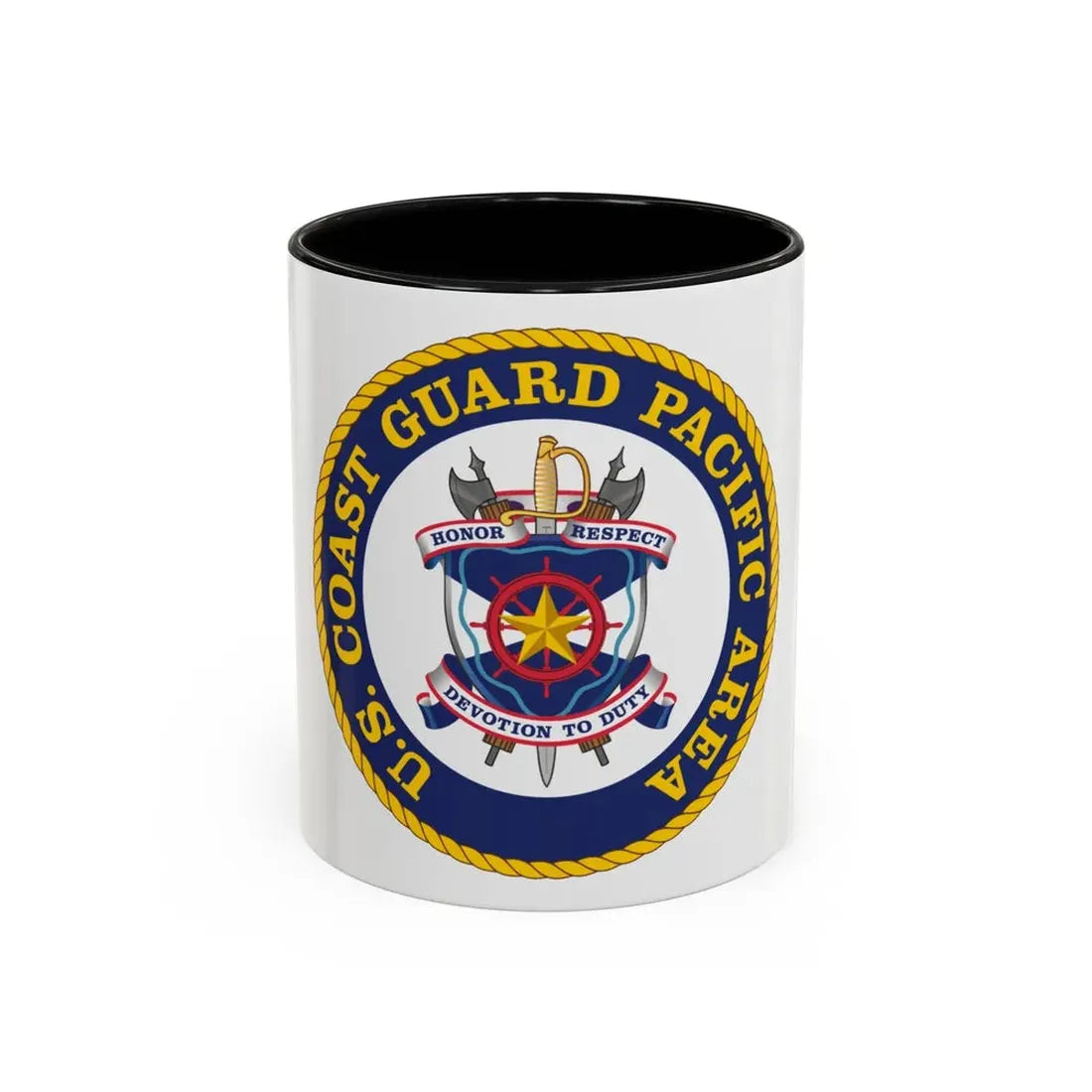 USCG Pacific Area (U.S. Coast Guard) Accent Coffee Mug 11oz Black - Go Mug Yourself