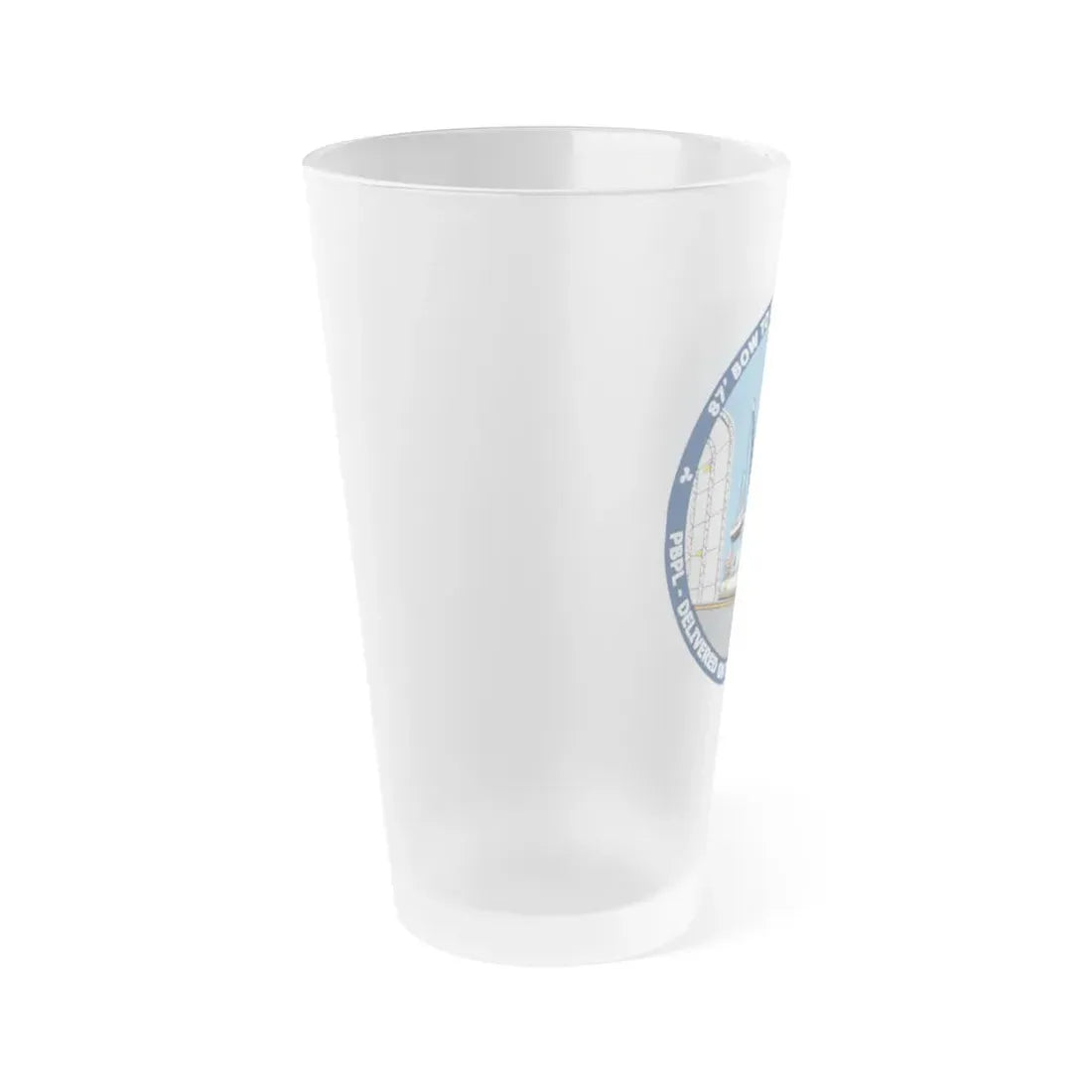 USCG Patrol Boat PBPL Bow to Stern Program (U.S. Coast Guard) Frosted Pint Glass 16oz - Go Mug Yourself